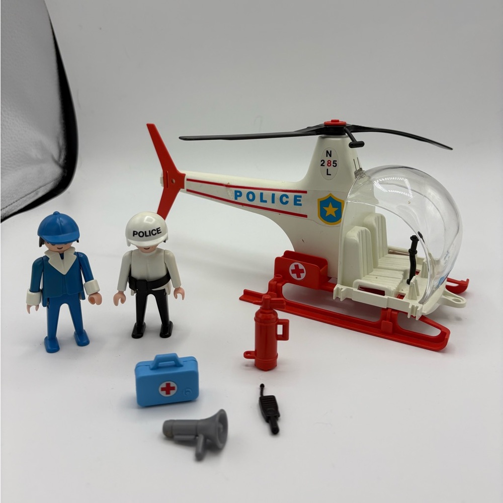 Vintage Playmobil 3144 Police Helicopter Playset